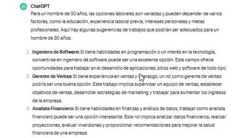 Respuestas de profesiones para hombre