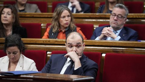 Albert Dalmau, en funciones de presidente, ayer en el parlamento catal�n.