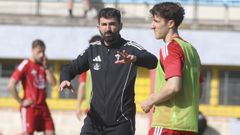 Romo y Azael Garc�a en un entrenamiento en A G�ndara. 