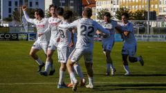 El Noia, celebrando un gol en el Julio Mato en el duelo ante el Estradense disputado en marzo.