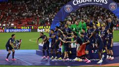 Los jugadores del PSG, celebrando la Liga de Campeones