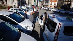 Concentraci�n de protesta de taxistas en Pontevedra.
