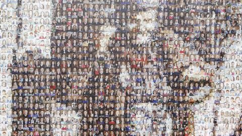 Detalle del mosaico fotogr�fico Homaneje a Xaqu�n das Herbas, de Xurxo Guiti�n, en la avenida Habana, en el poblado de Barreiro