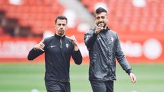 �lex P�rez (derecha) en su etapa en el Sporting de Gij�n. 