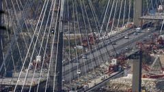 Obras de ampliacin del puente de Rande, en el ao 2017