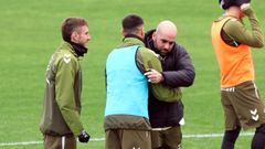 Claudio Gir�ldez, durante el entrenamiento del Celta de este jueves.
