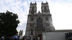 La fachada de la abad�a de Westminster, en Londres, horas despu�s de que terminase el funeral de Estado