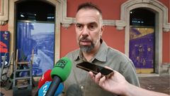 El secretario general de CCOO de Asturias, Jos� Manuel Zapico, antes de inaugurar la jornada sobre el cambio de modelo productivo y el impacto de la Inteligencia Artificial en el mundo del trabajo, en el Museo del Ferrocarril de Gij�n.