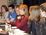 La directiva, durante la asamblea celebrada ayer. 