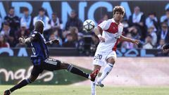 Marcos Alonso, durante el Celta-Oviedo de este domingo en Bala�dos.