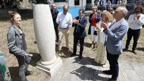Una de las piezas de los alumnos del CIFP Cantería de Galicia que forman la exposición «O miliario das arxinas»