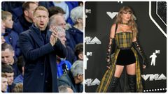 Graham Potter y Taylor Swift.Graham Potter, durante su etapa como entrenador del Chelsea, y Taylor Swift