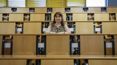 La estudiante Pilar Ara�jo, en una de las aulas del campus ourensano.