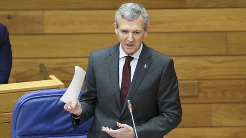 El presidente de la Xunta, Alfonso Rueda, durante la sesin de control.