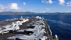El portaaviones m�s grande del mundo, el USS Gerald R. Ford, propulsado por energ�a nuclear y perteneciente a la Marina de Estados Unidos, llega a St. Thomas, Islas V�rgenes de EE.?UU., el 1 de diciembre.