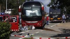 Un autob�s arrolla una moto en O Grove