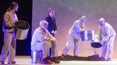 Parte dos actores do elenco, ao inicio da representaci�n en Vimianzo