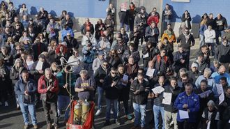 Concentraci&oacute;n en Arcade, el 19 de enero del 2026, por los nuevos controles a la pesca de bajura.