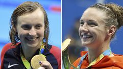 Katie Ledecky, a la izquierda, y Katinka Hosszu, a la derecha