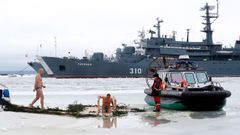 Buques en el puerto de Kronshtadt, una de las bases de la Flota rusa del B�ltico, ubicada en el golfo de Finlandia.