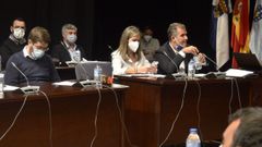Representantes del grupo municipal del PP, durante el pleno de la corporaci�n de Pontevedra