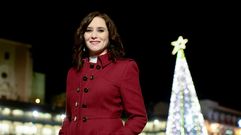 Ayuso, durante la grabaci�n del tradicional mensaje de fin de a�o 