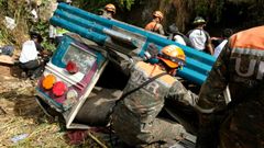 El autobs siniestrado en Guatemala.