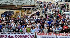 El acto de botadura del �Adelaide� estuvo marcado por las movilizaciones de los trabajadores del astillero.