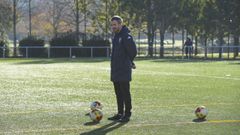Rub�n Dom�nguez durante un entrenamiento en A Xunqueira