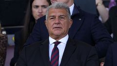 Laporta, en el palco del Camp Nou el pasado abril.