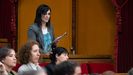La presidenta de Aliana Catalana, diputada autonmica y alcaldesa de Ripoll, Slvia Orriols, durante la sesin de control al Gobierno cataln en el Parlamento.