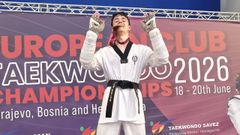 Roi Fraga, en el podio del Campeonato de Europa de clubes