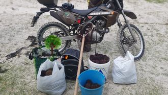 Imagen del marisco y de los utensilios decomisados este mi�rcoles en Corme.