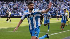 Zakaria celebra su gol, el 2-1 del Deportivo ante el Andorra.