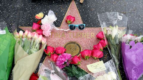 Flores sobre la estrella de Tina Turner en el Paseo de la Fama de Hollywood, en Los ngeles