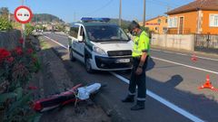 Lugar del accidente mortal, en O Rosal