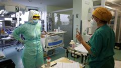 La unidad de reanimaci�n de Montecelo, el pasado 13 de febrero, cuando funcionaba como una uci de cr�ticos covid