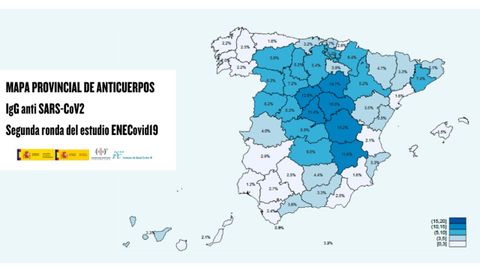 Porcentaje de afectados por coronavirus en Espa�a seg�n la segunda oleada del estudio de seroprevalencia