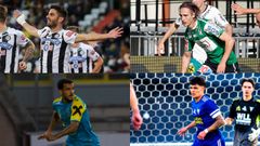 Futbolistas gallegos que jugaron en Austria. De izquierda a derecha y de arriba a abajo: Juan Dom�nguez, Iv�n Carril, Adri Castro y Mart�n Coello.