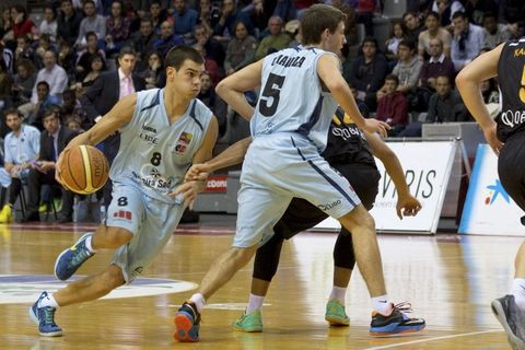 Llorca y Chapela, en un lance del choque ante el Lleida. 