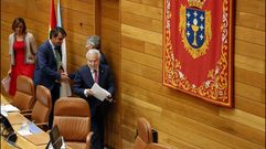 El presidente del Parlamento, Miguel ngel Santalices, y los vicepresidentes Diego Calvo y Eva Solla