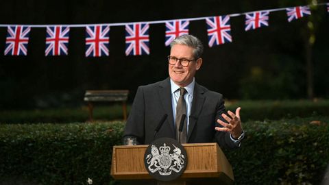 Keir Starmer, durante una recepecin en Downing Street.