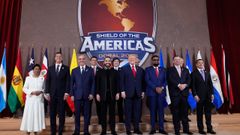Donald Trump y l�deres de Am�rica Latina en la presentaci�n del Escudo de las Am�ricas.