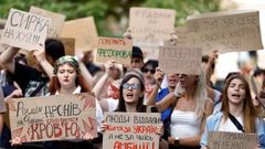 Un grupo de mujeres ucranianas protestan en Kiev.