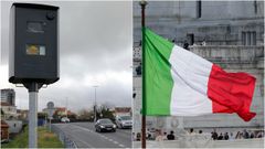Im�genes de archivo de un radar y la bandera italiana