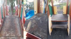 Deficiencias no parque infantil de Portomar�n