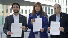 Torra, junto a la diputada Laura Borr�s y el consejero de Territorio, Dami� Calvet