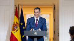 Pedro S�nchez durante una rueda de prensa en La Moncloa el pasado diciembre
