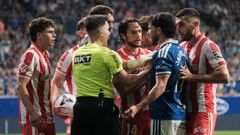 Derbi asturiano entre el Real Oviedo y el Real Sporting de Gijon en el Tartiere