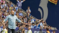 El entrenador del Espanyol, Manolo Gonz�lez, durante el encuentro ante el Oviedo en el partido de vuelta de la final por el ascenso a LaLiga EA Sports, este domingo en el Stage Front Stadium de Cornell� de Llobregat (Barcelona)